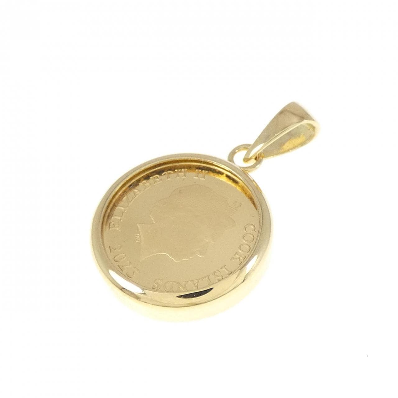 K18YG frame coin pendant