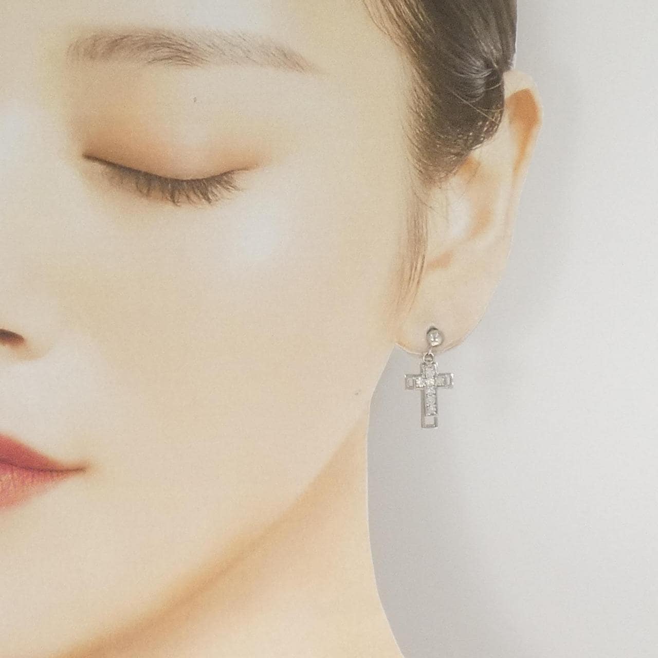 PT900 クロス ダイヤモンド ピアス 0.50CT