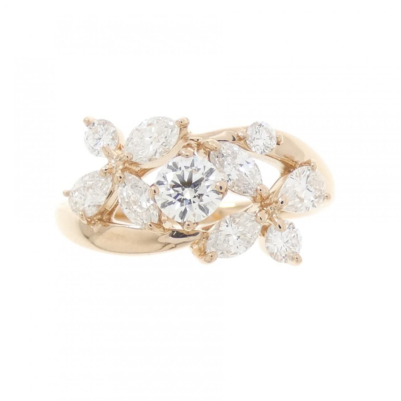 K18PG フラワー ダイヤモンド リング 0.267CT