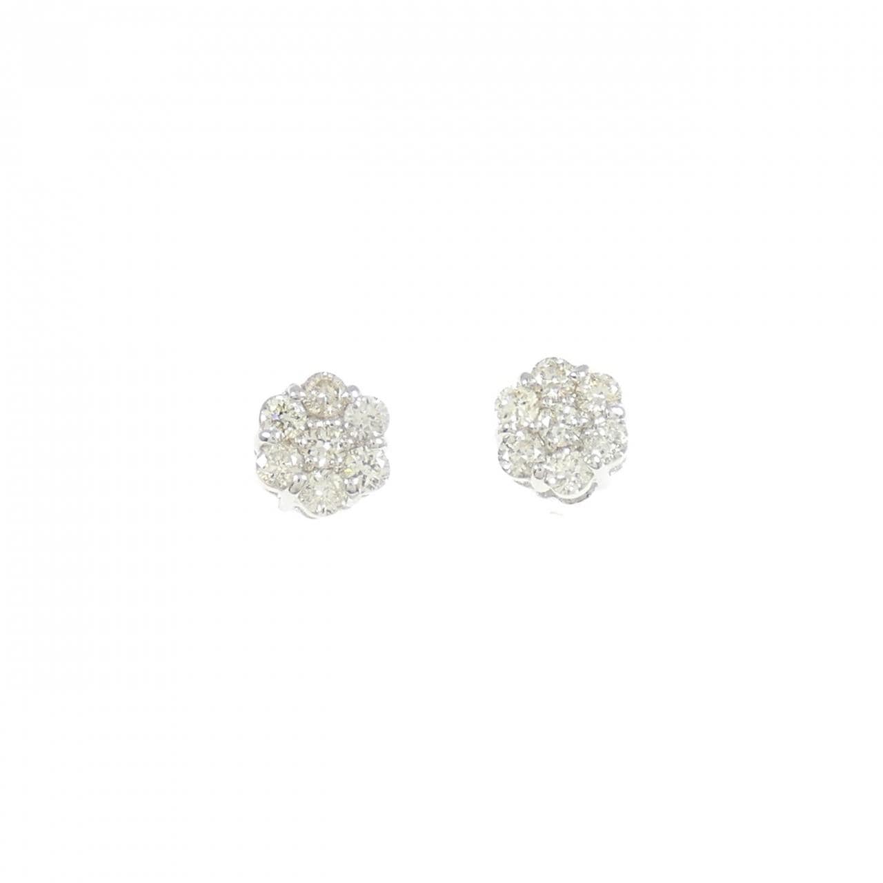 [新品] K18WG 花朵钻石耳环 0.20CT