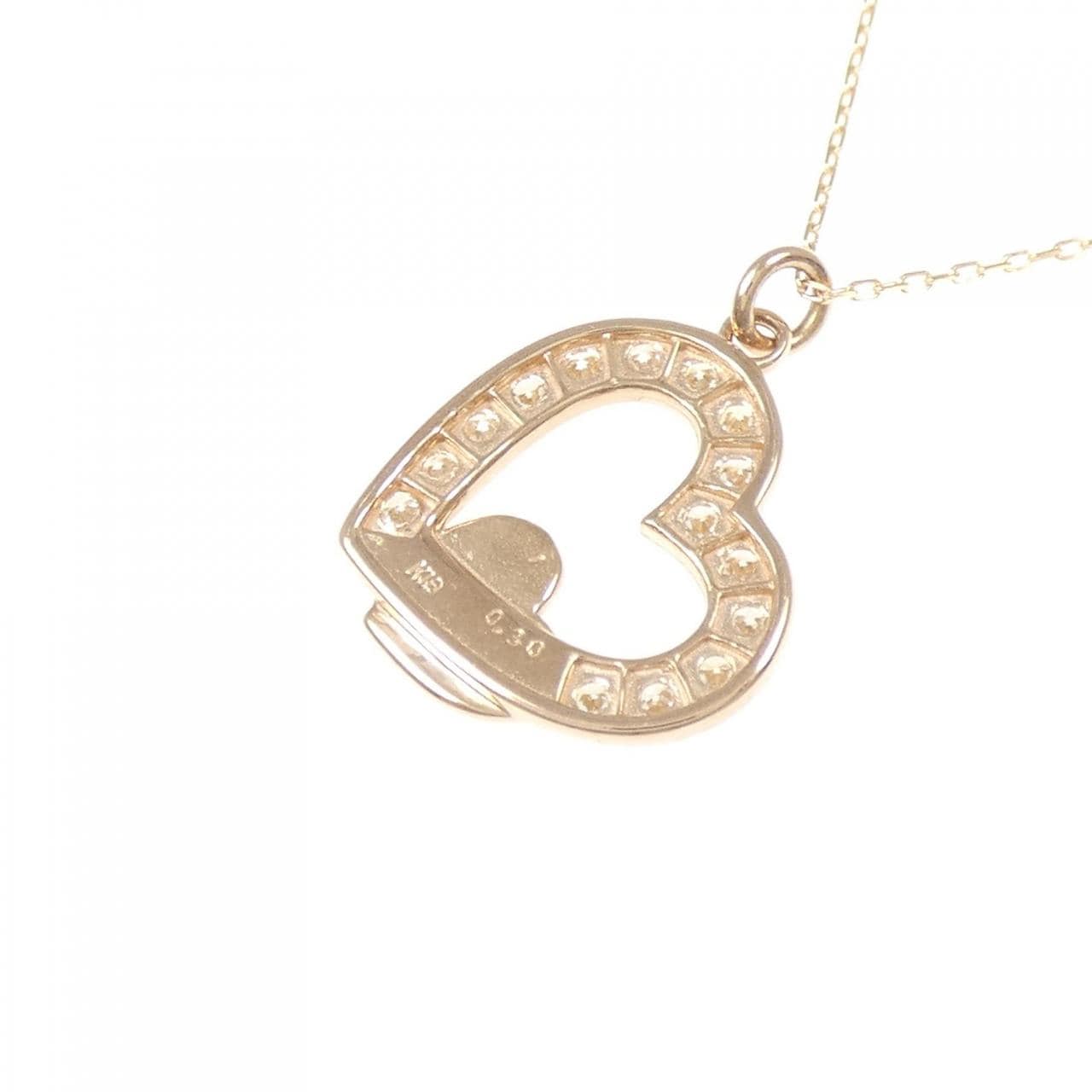 K18PG ハート ダイヤモンド ネックレス 0.30CT