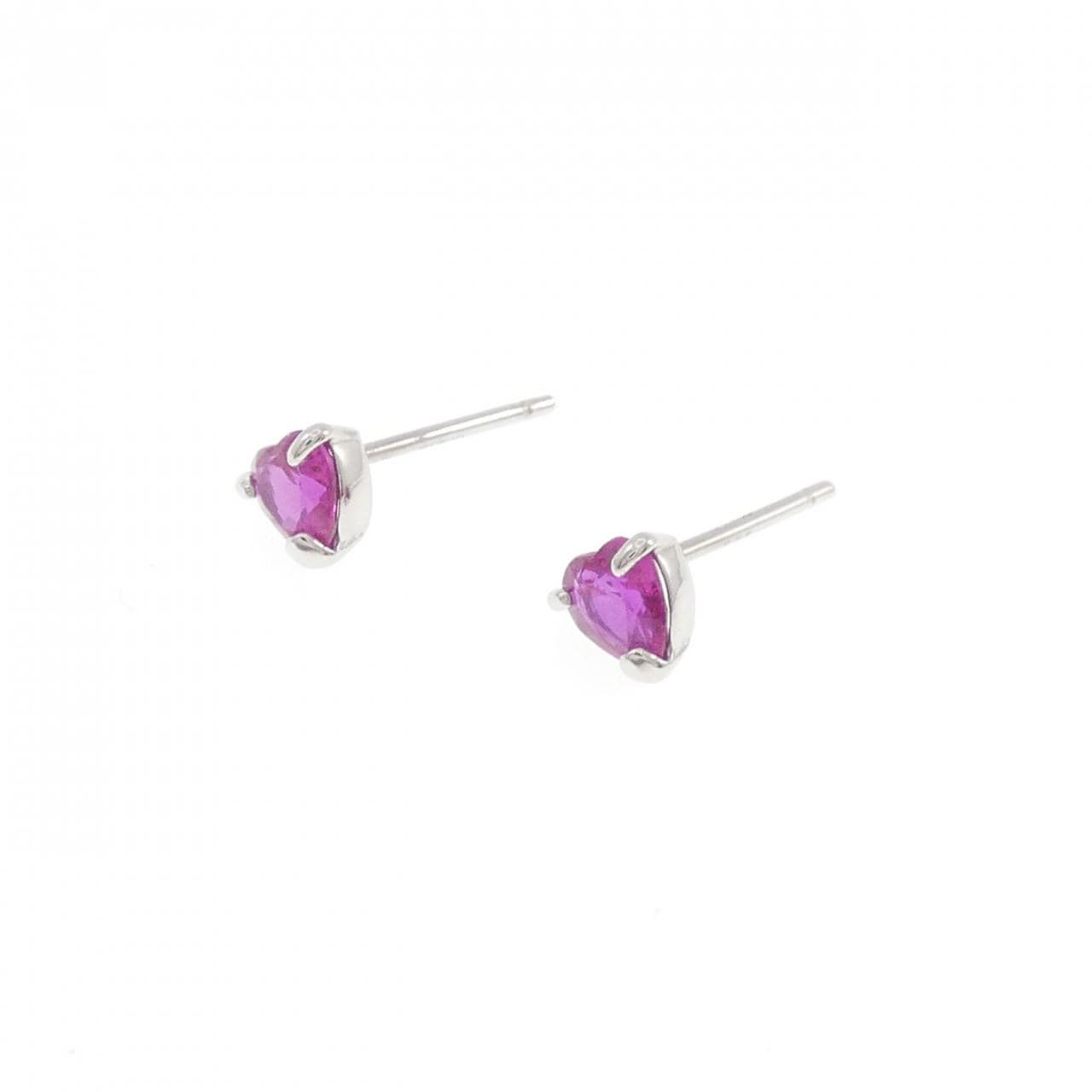 PT900 ハート ルビー ピアス 0.52CT