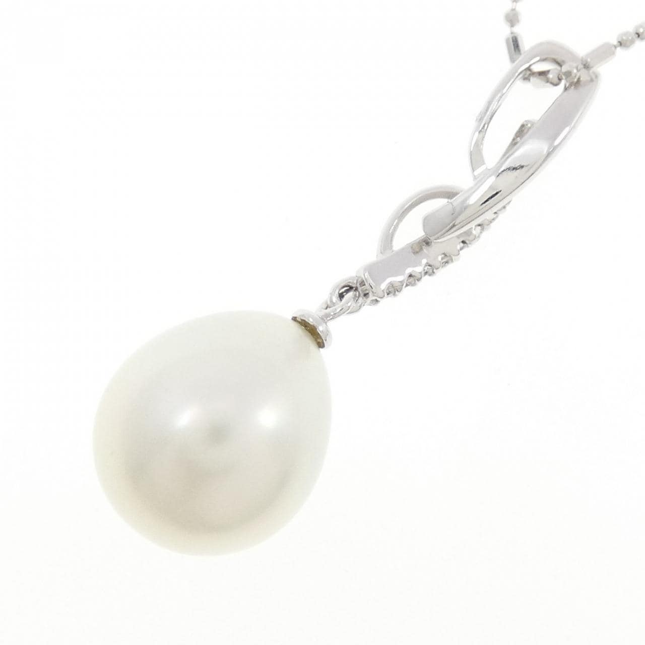 K18WG 白蝶パール ネックレス 11.4mm