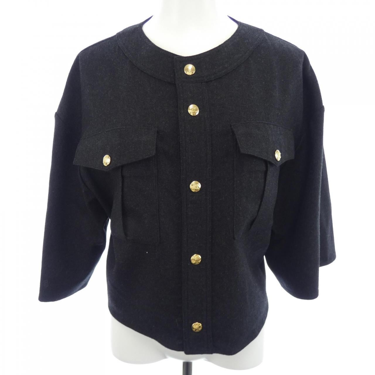 セリーヌ CELINE クロップトップ トリオンフ 2B708561F ノーカラージャケット