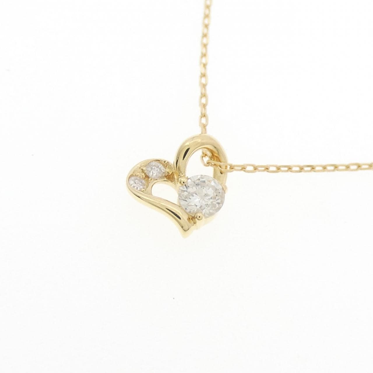 K18YG ハート ダイヤモンド ネックレス 0.10CT