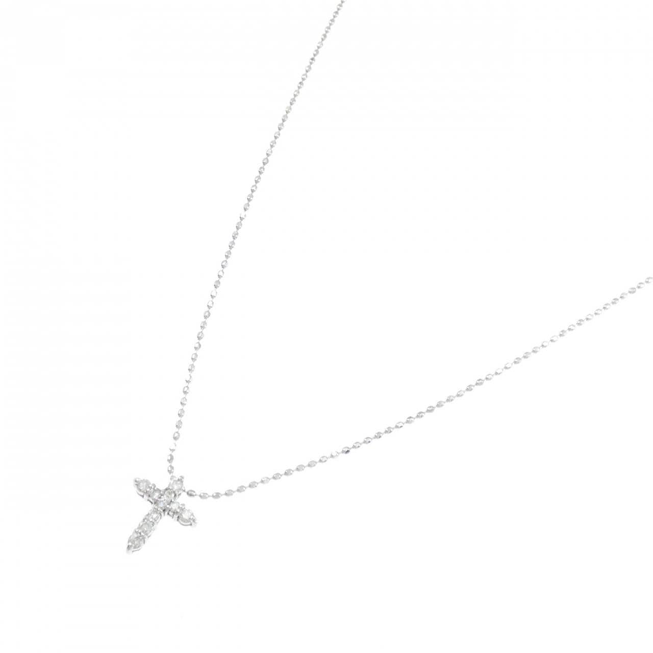 K18WG クロス ダイヤモンド ネックレス 0.10CT