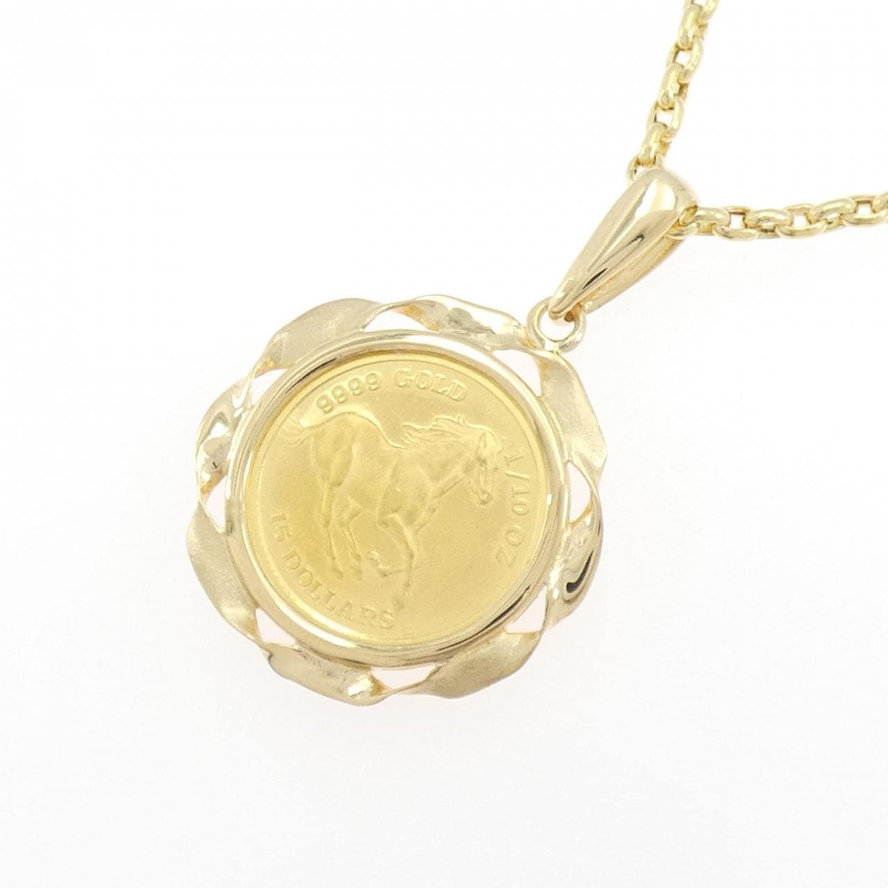 K18YG/750YG (框) 硬幣項鏈