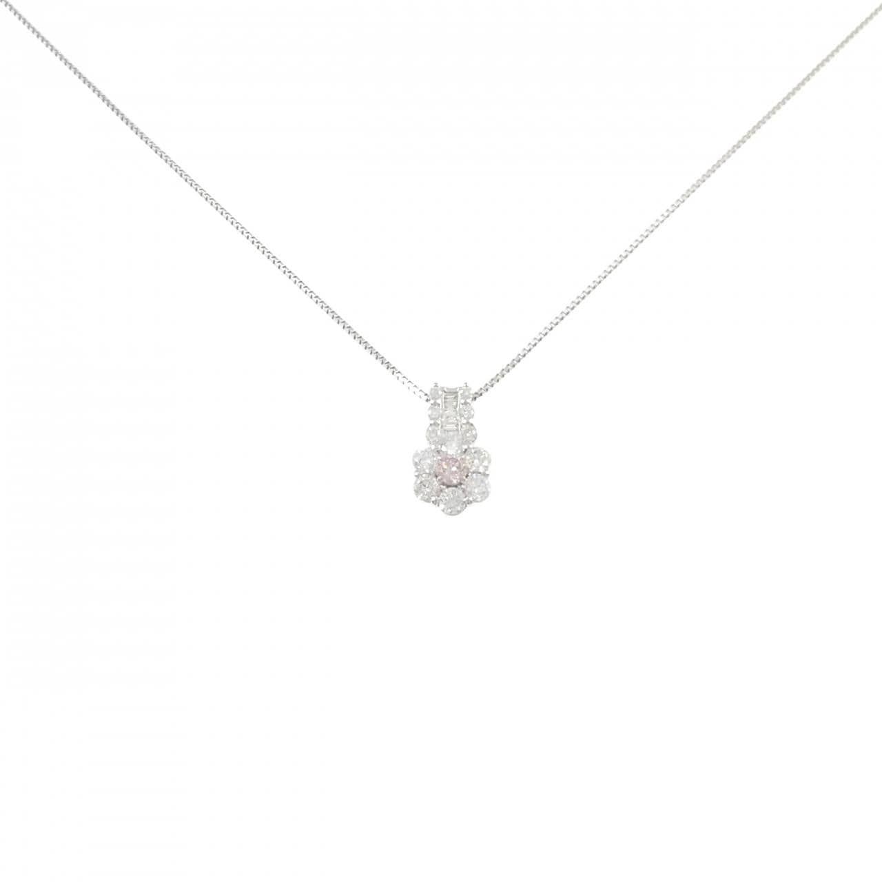PT900/PT850 フラワー ピンクダイヤモンド ネックレス 0.09CT