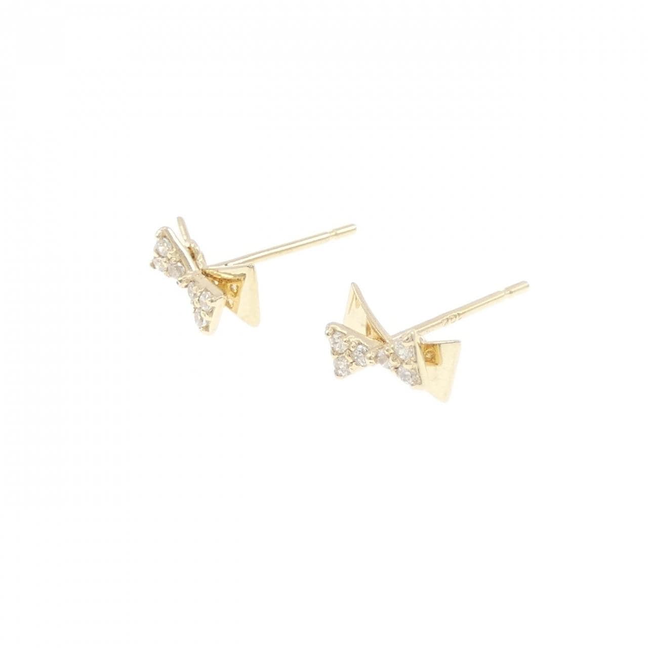 10KYG/K10YG リボン キュービック ピアス