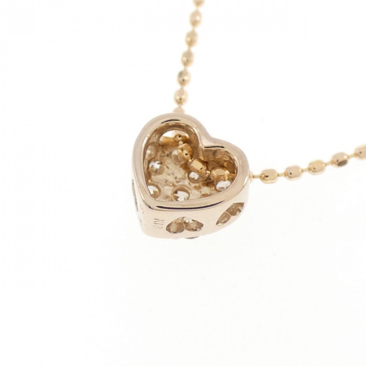 K18PG ハート ダイヤモンド ネックレス 0.13CT
