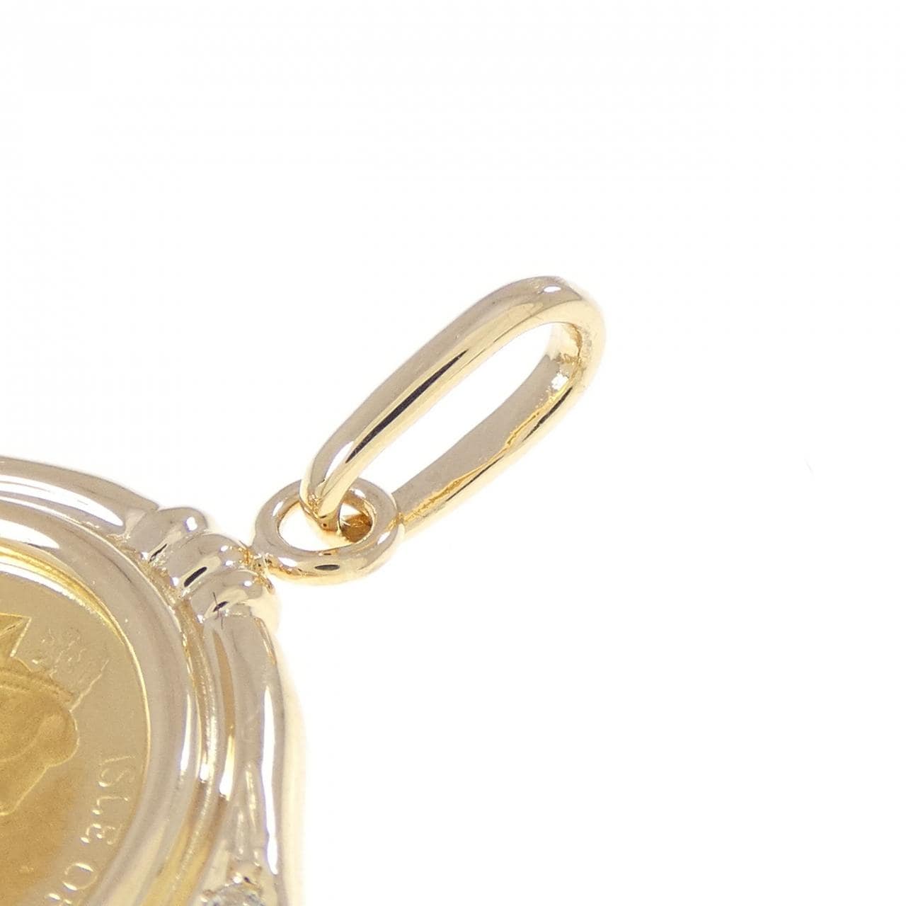 K18YG(枠) ダイヤモンド コイン ペンダント