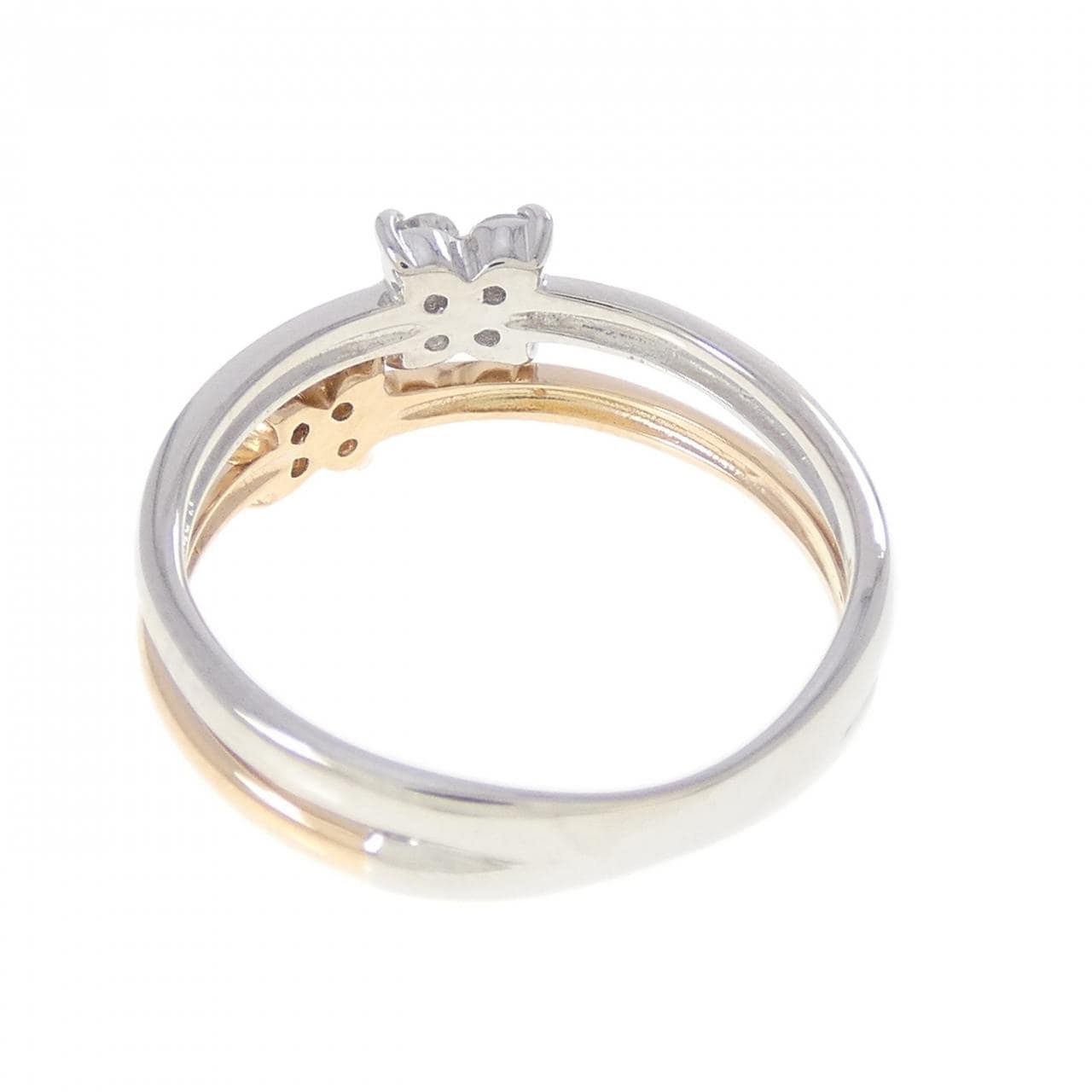 PT900/K18PG フラワー ダイヤモンド リング 0.20CT