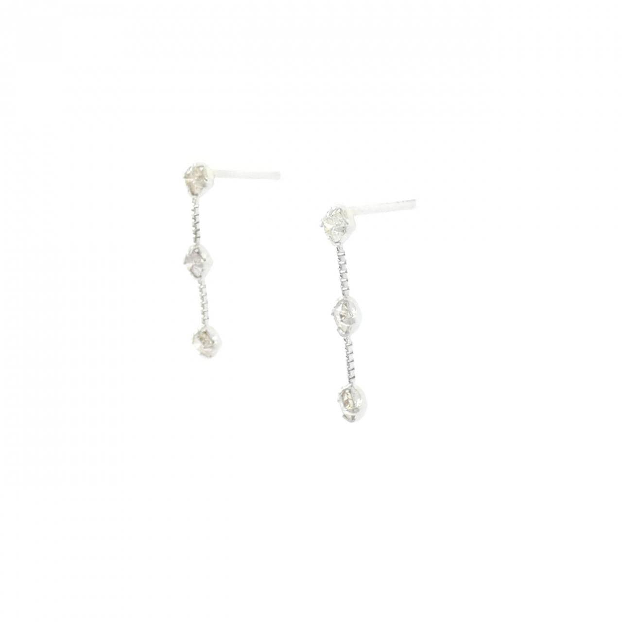 PT900 スリーストーン ダイヤモンド ピアス 0.2CT