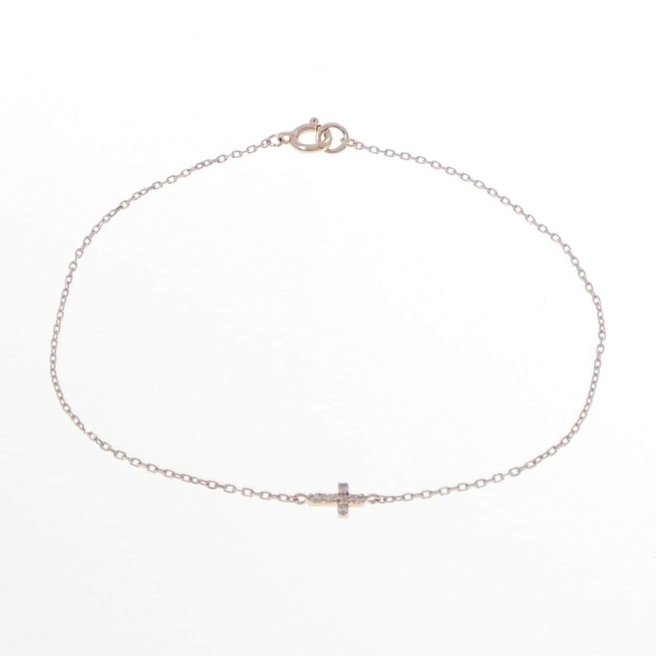 K10YG クロス ダイヤモンド ブレスレット 0.033CT