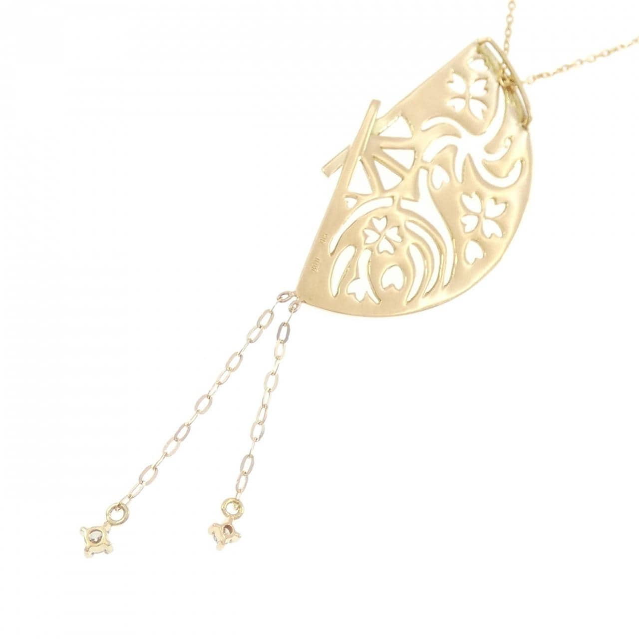 K18YG 扇形鑽石項鍊 0.03克拉