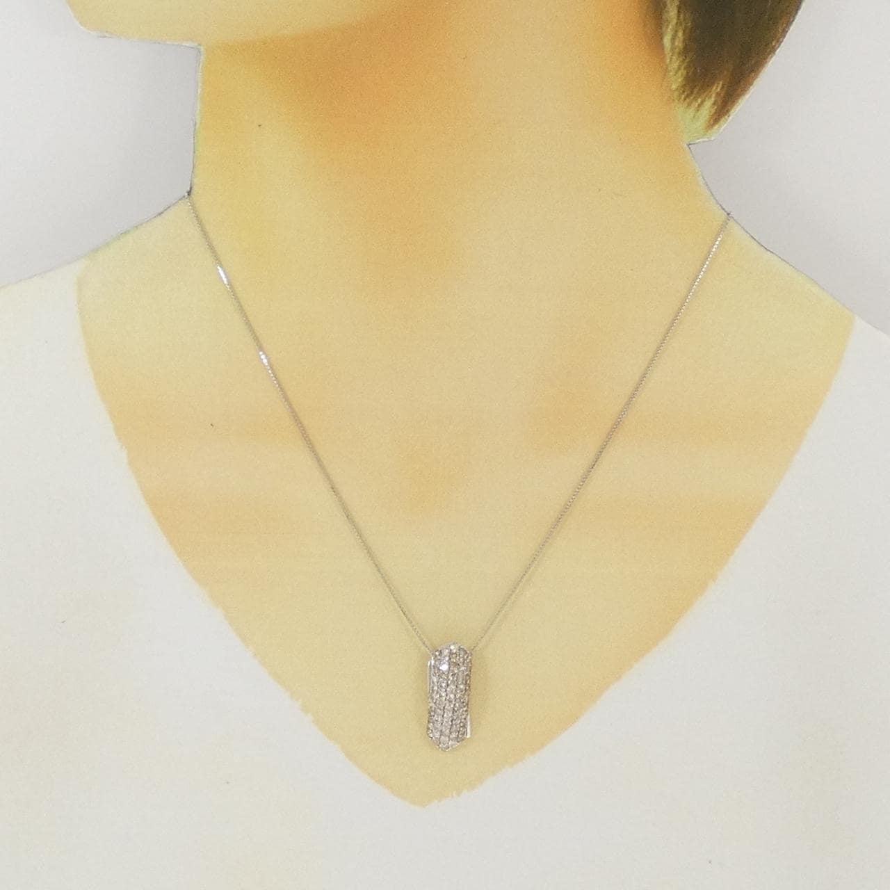 K18WG パヴェ ダイヤモンド ネックレス 1.60CT