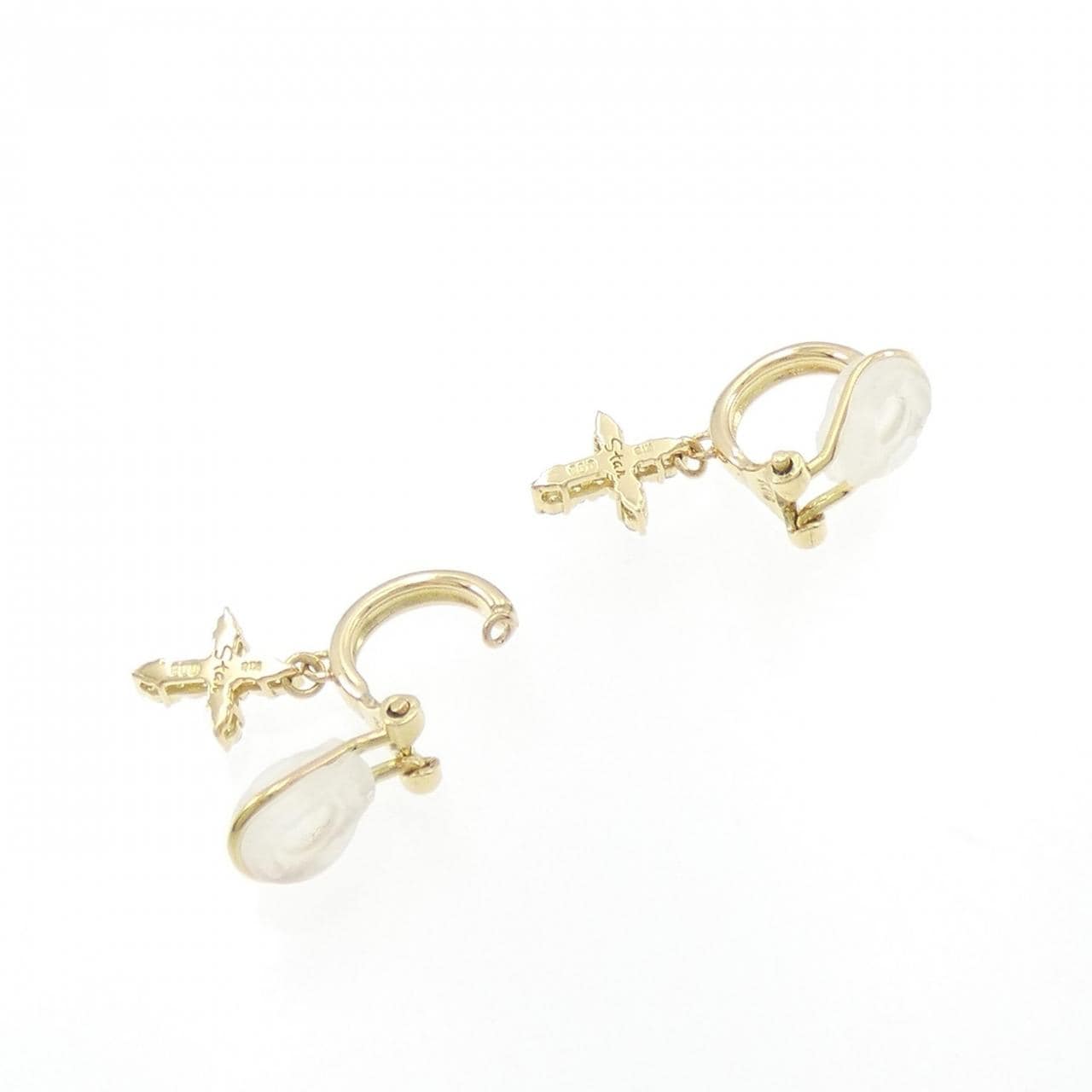 スタージュエリー クロス ダイヤモンド イヤリング 0.16CT
