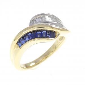 K18YG/PT900 サファイヤ リング 0.50CT
