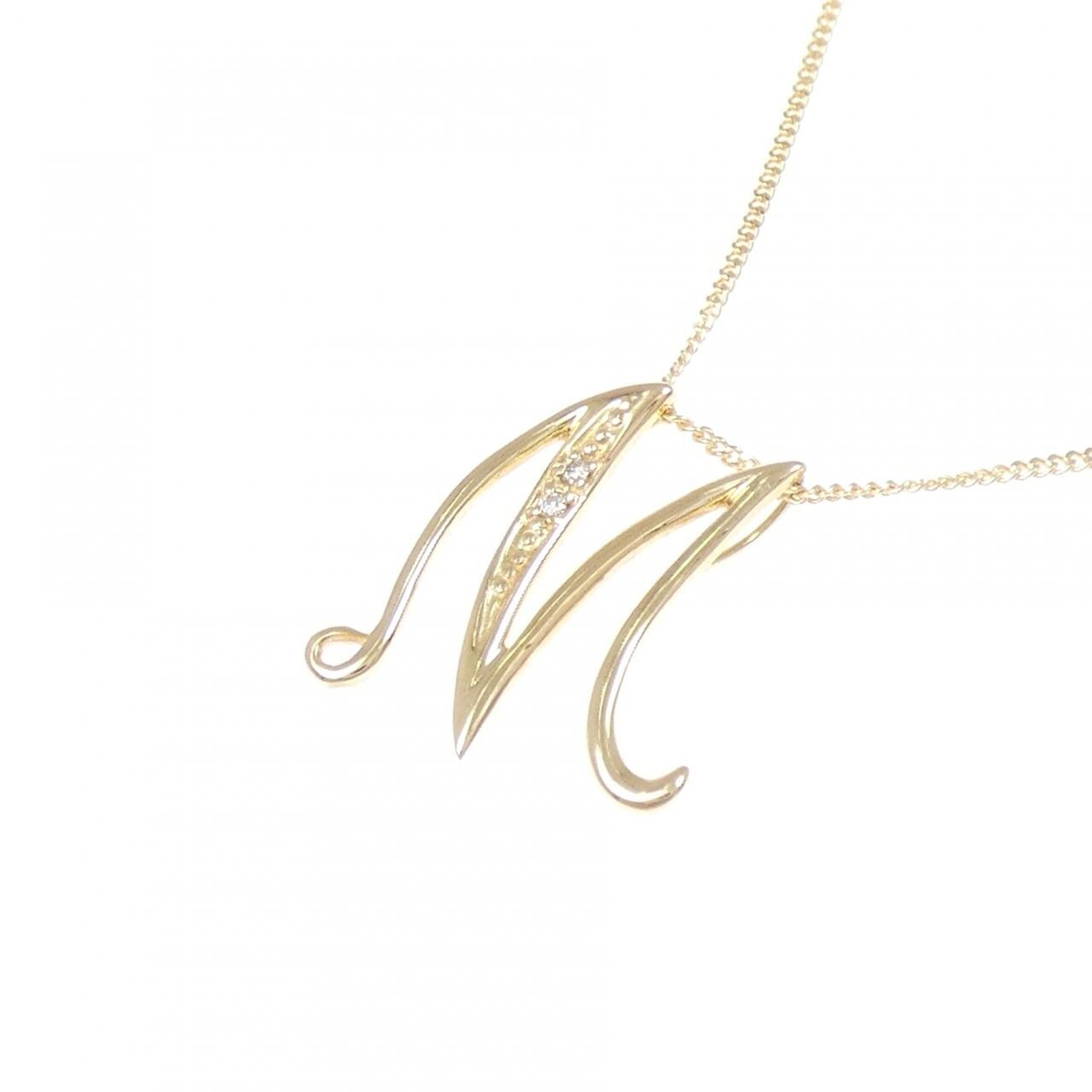 K18YG イニシャルM ダイヤモンド ネックレス 0.01CT