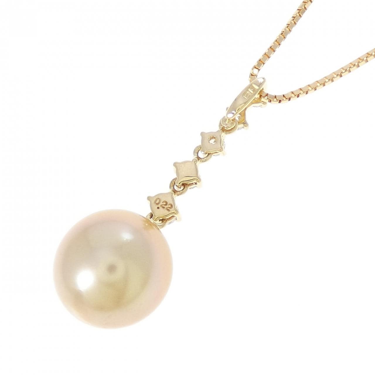 K18YG 白蝶パール ネックレス 11.5mm