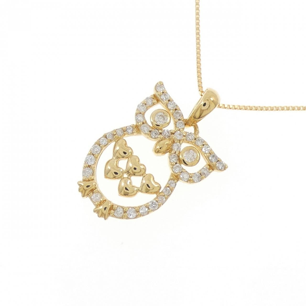 K18YG フクロウ ダイヤモンド ネックレス 0.25CT