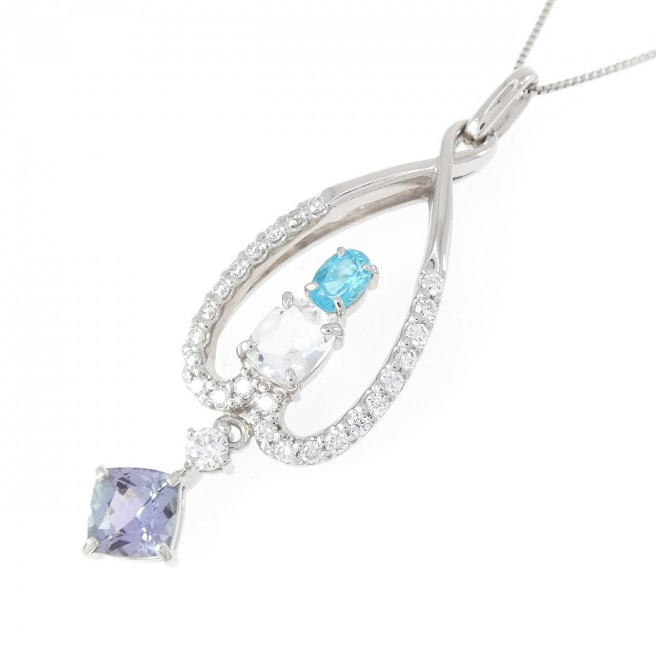 PT900/PT850 パライバトルマリン ネックレス 0.21CT