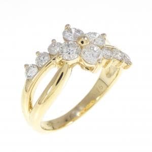 K18YG フラワー ダイヤモンド リング 0.75CT