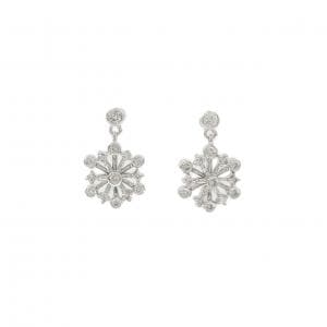 K18WG スノーフレーク ダイヤモンド ピアス 0.60CT