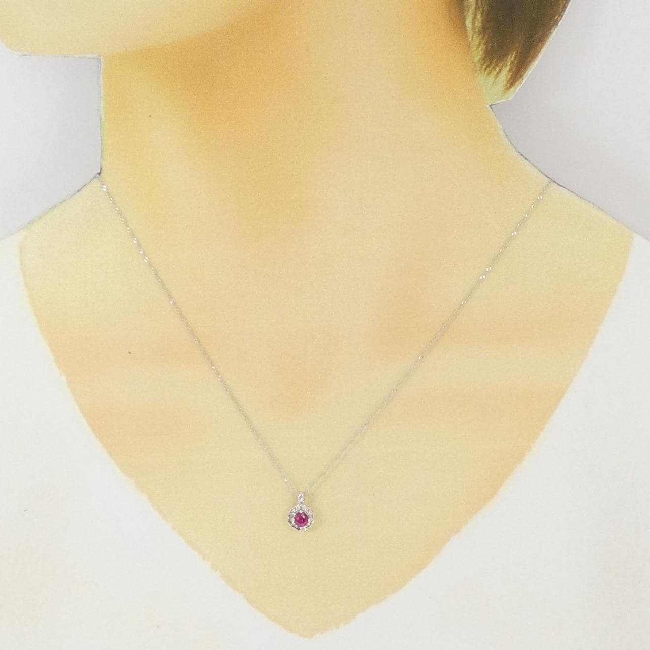 K18WG ルビー ネックレス 0.26CT