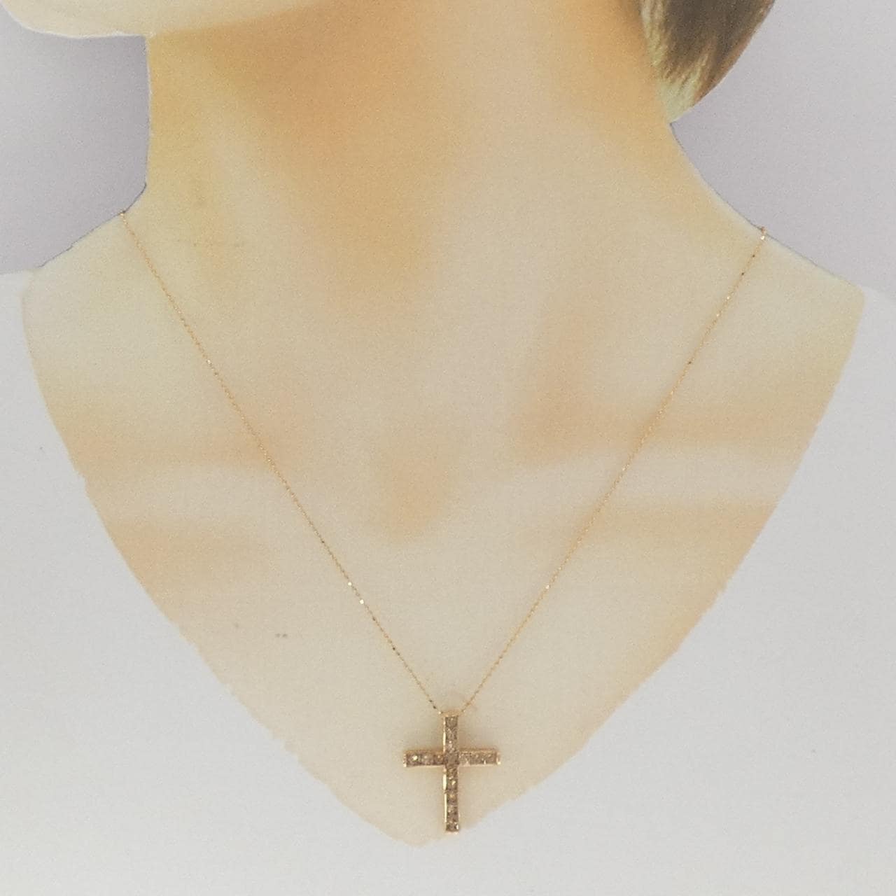 K18PG Cross Diamond Necklace