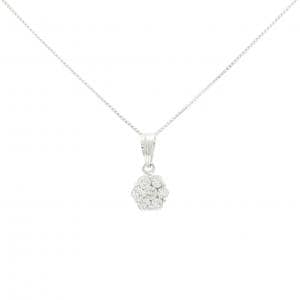 K18WG フラワー ダイヤモンド ネックレス 0.25CT