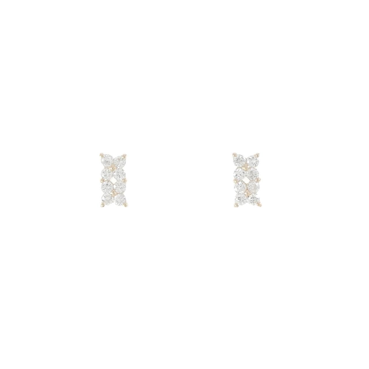 【リメイク】K10YG フラワー ダイヤモンド ピアス 0.20CT