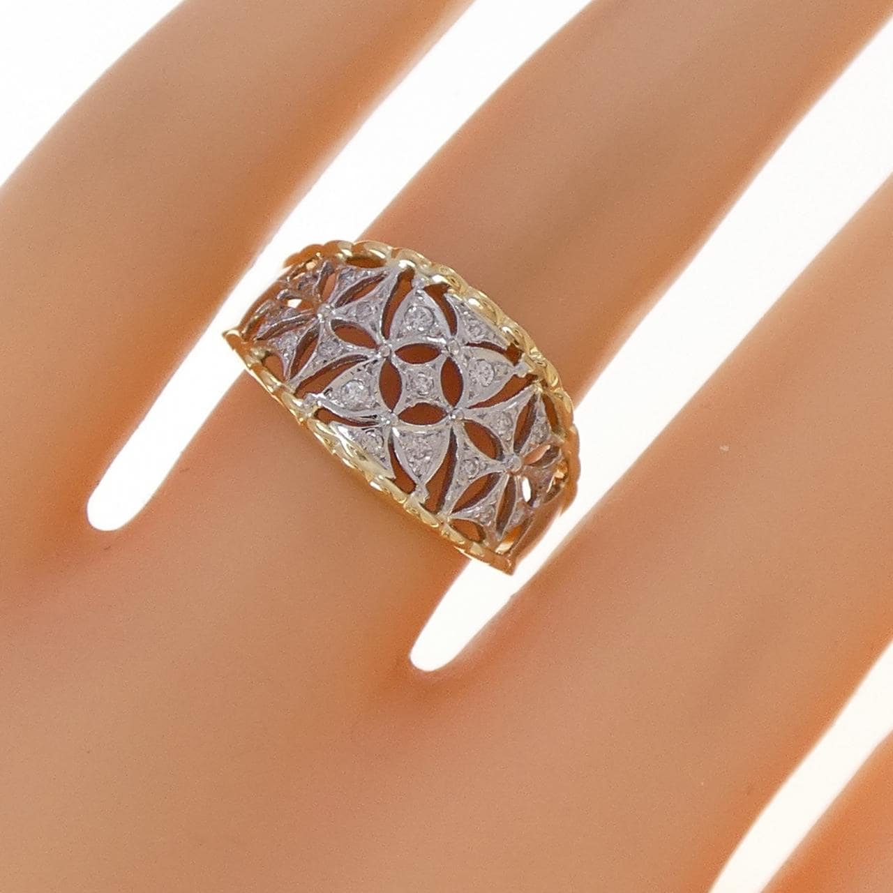 K18YG/PT900 ダイヤモンド リング 0.12CT