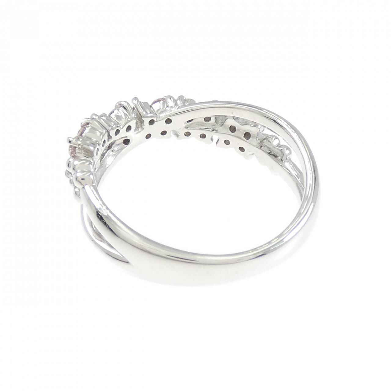 K18WG フラワー ダイヤモンド リング 0.40CT