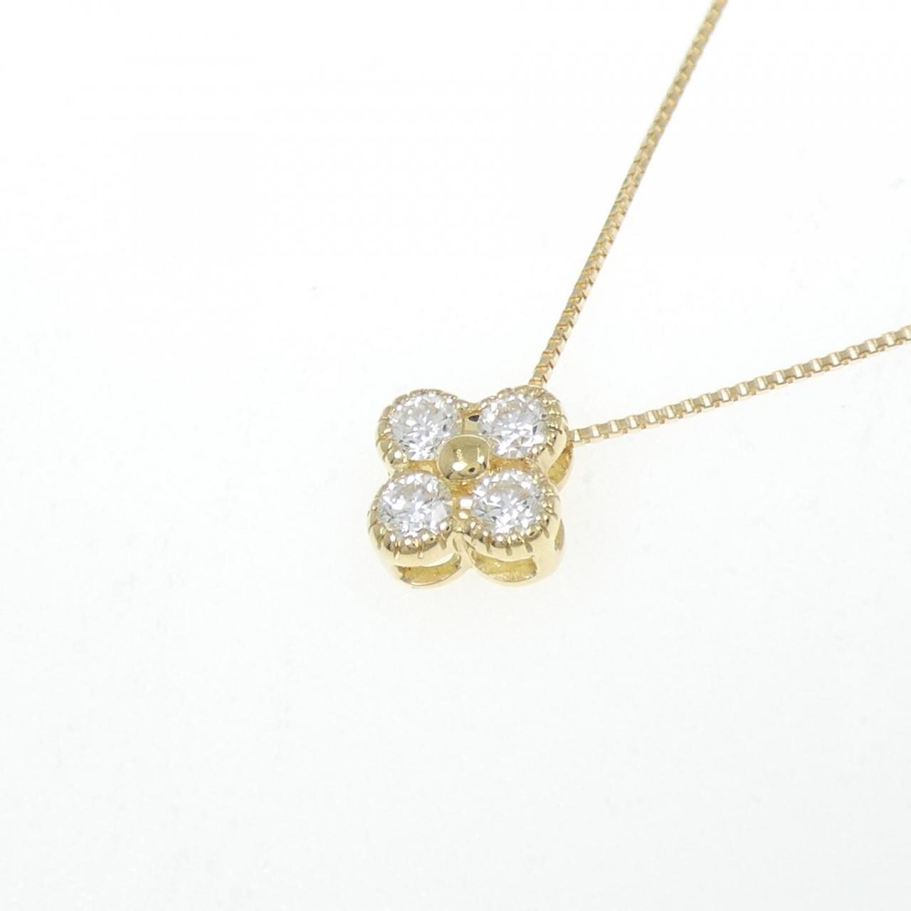 【新品】K18YG フラワー ダイヤモンド ネックレス 0.253CT