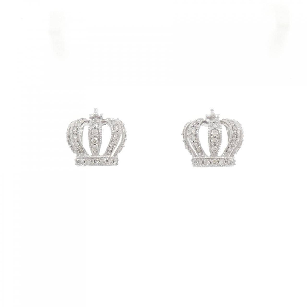 K18WG クラウン ダイヤモンド ピアス
