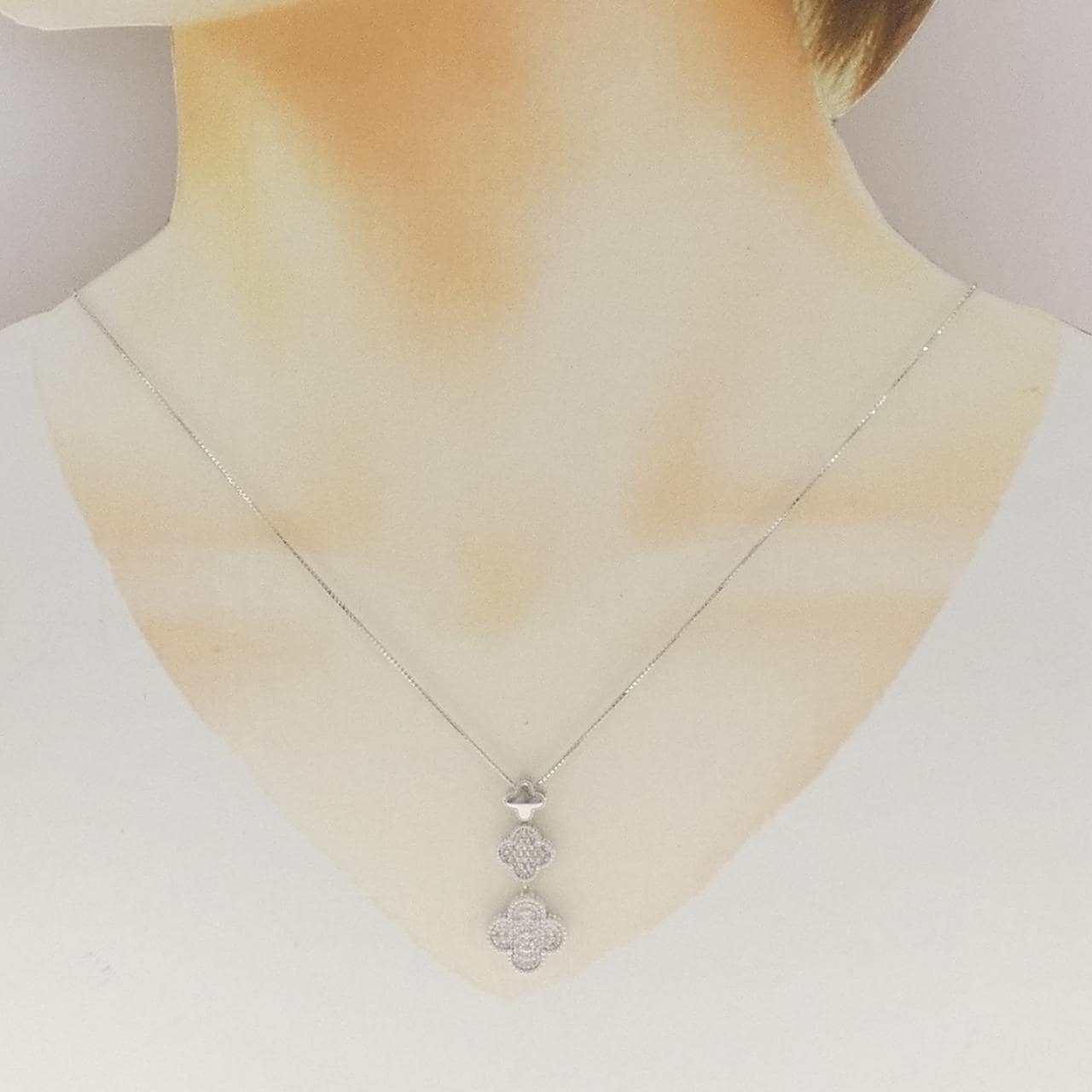 K18WG パヴェ ダイヤモンド ネックレス 0.40CT