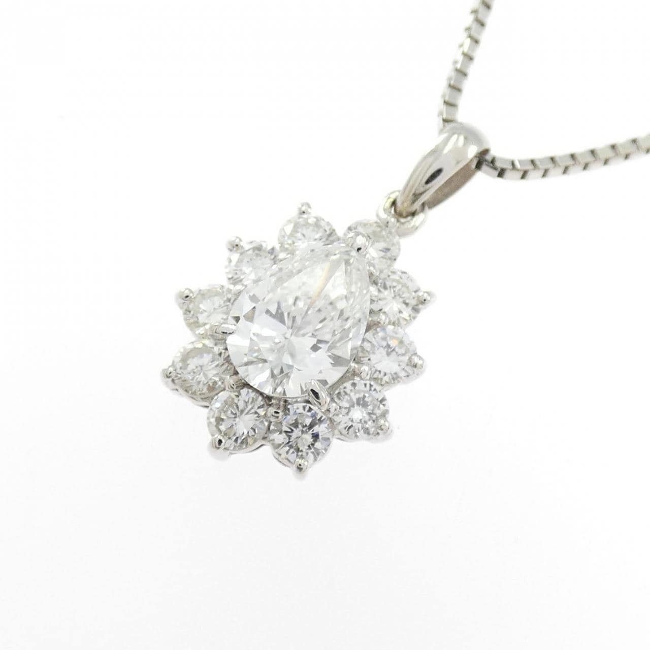 PT900/PT850 ダイヤモンド ネックレス 0.893CT F VVS2 ペアシェイプ