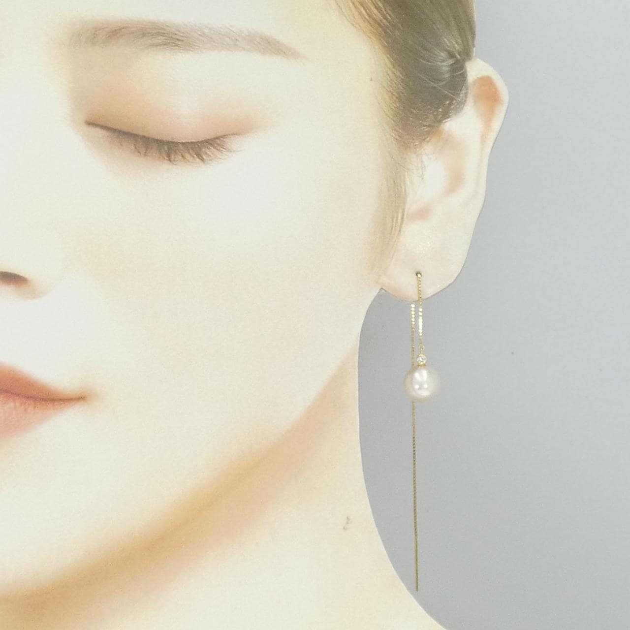 K18YG アコヤパール ピアス 9mm 片耳