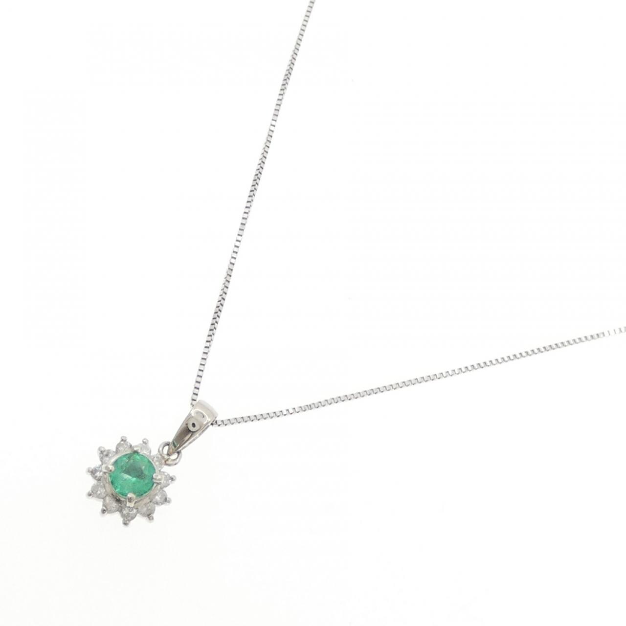 K14WG/PT900 エメラルド ネックレス 0.16CT
