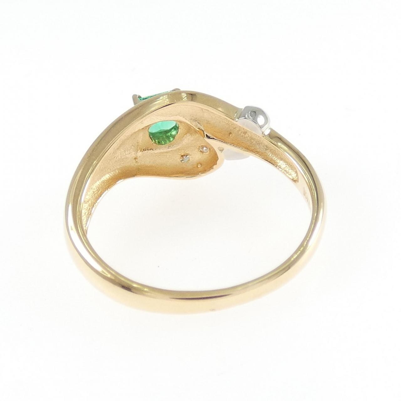 K18YG/PT900 エメラルド リング 0.19CT