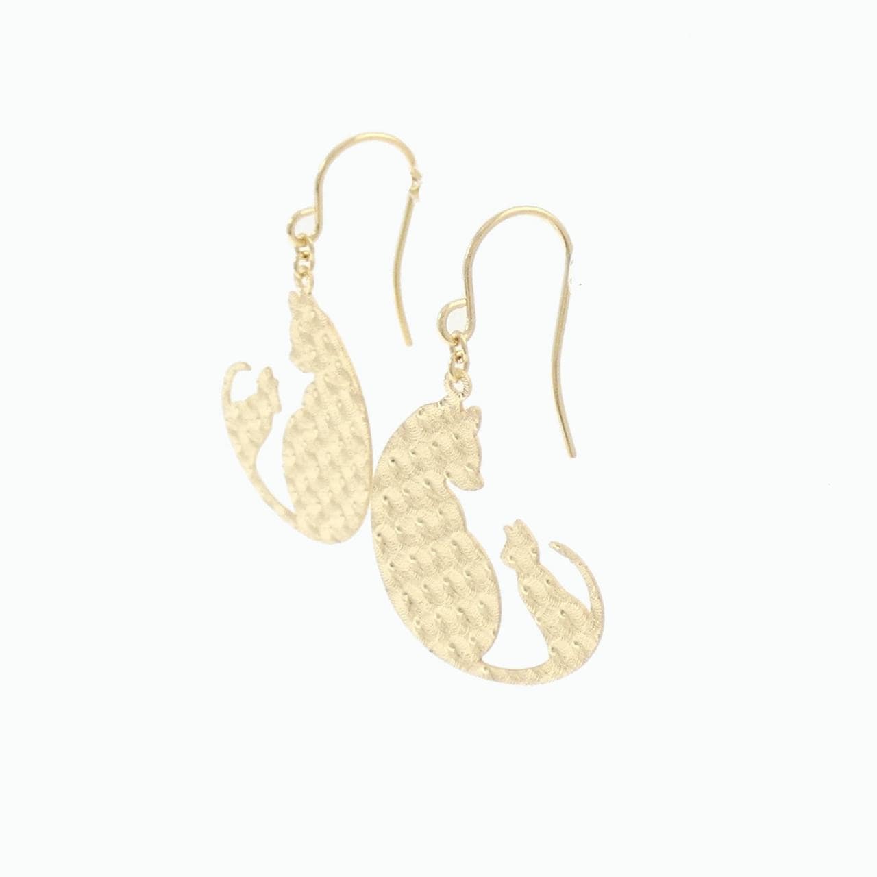 K18YG cat earrings