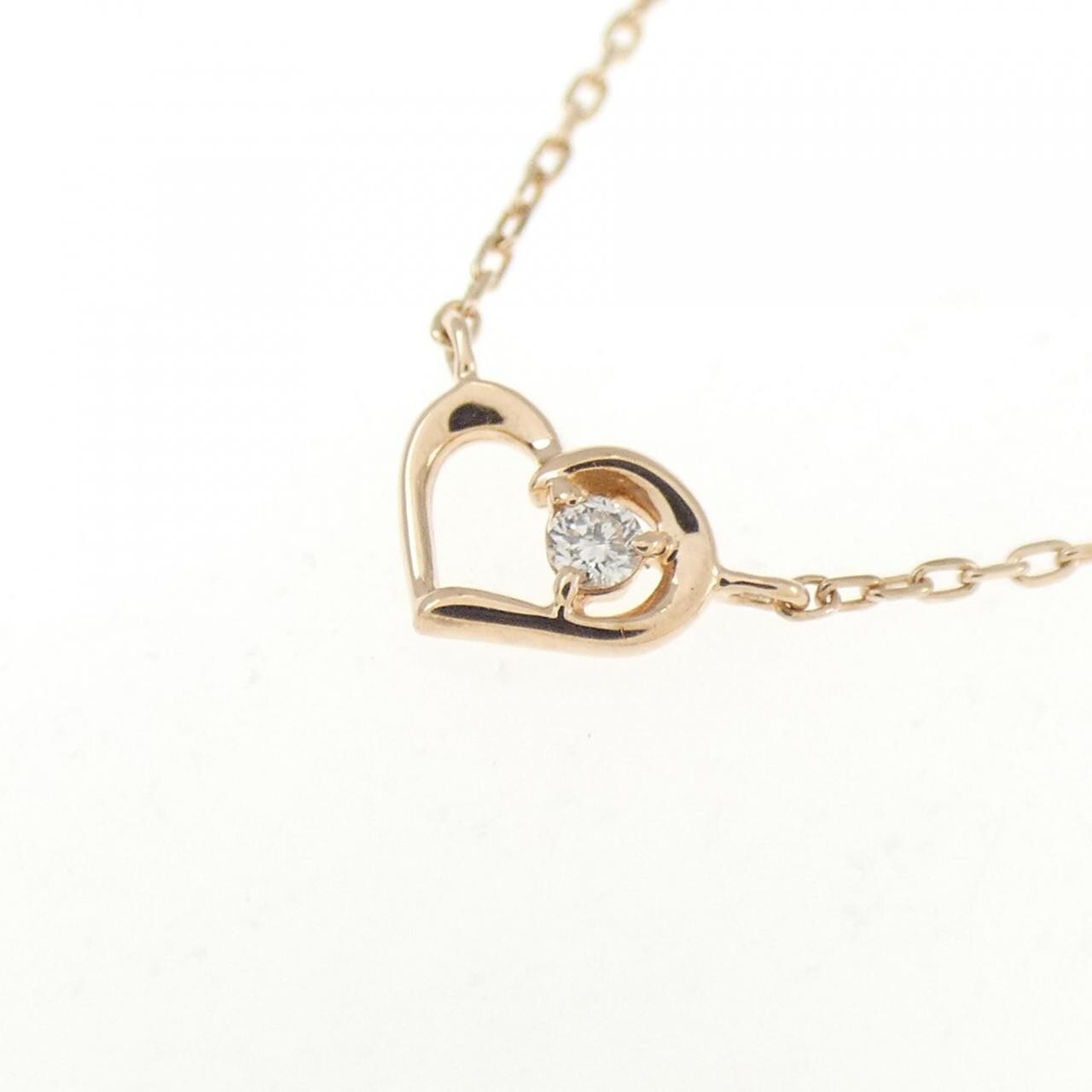 K10PG ハート ダイヤモンド ネックレス
