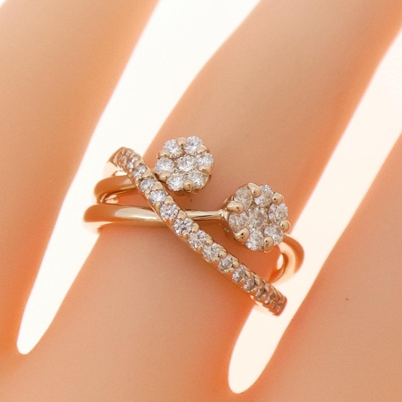 K18PG フラワー ダイヤモンド リング 0.40CT