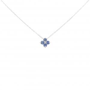K10WG フラワー サファイヤ ネックレス 0.14CT