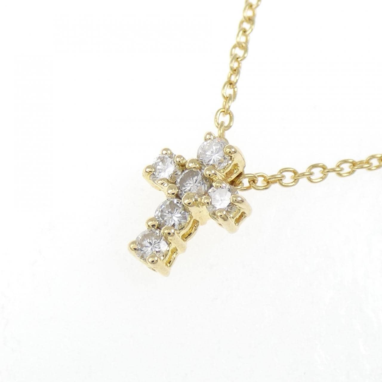 K18YG クロス ダイヤモンド ネックレス 0.22CT