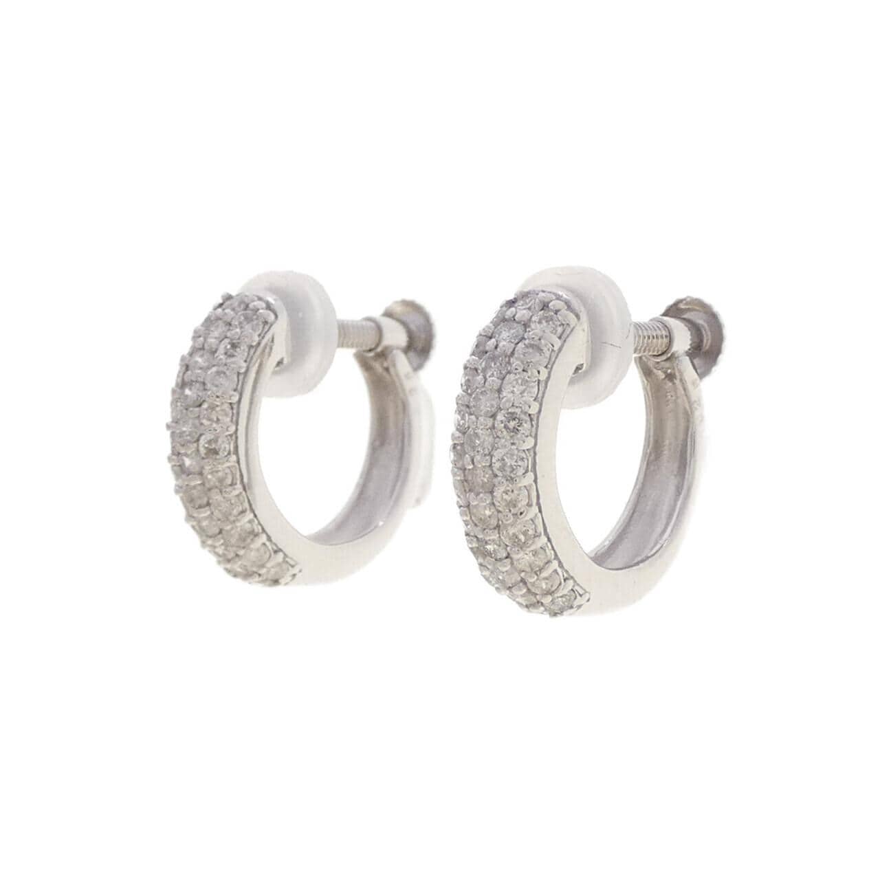 K18WG パヴェ ダイヤモンド イヤリング 0.50CT