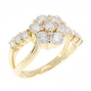 K18YG フラワー ダイヤモンド リング 1.13CT