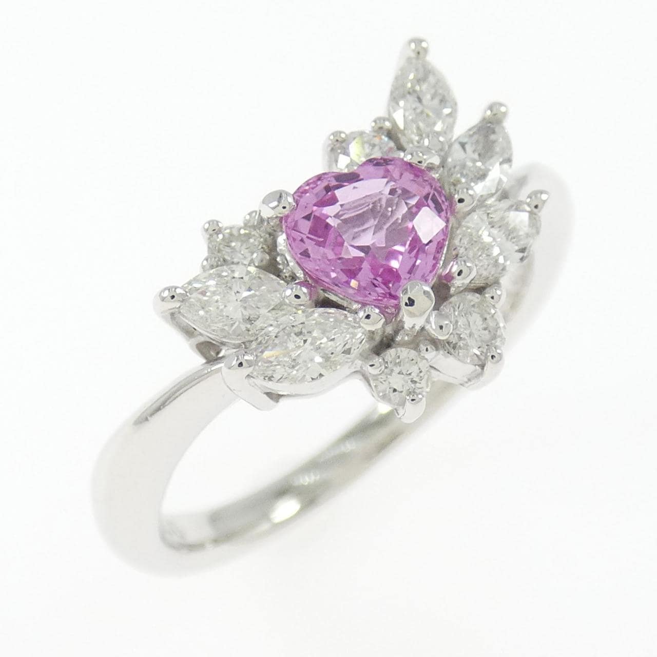K18WG ハート サファイヤ リング 0.62CT