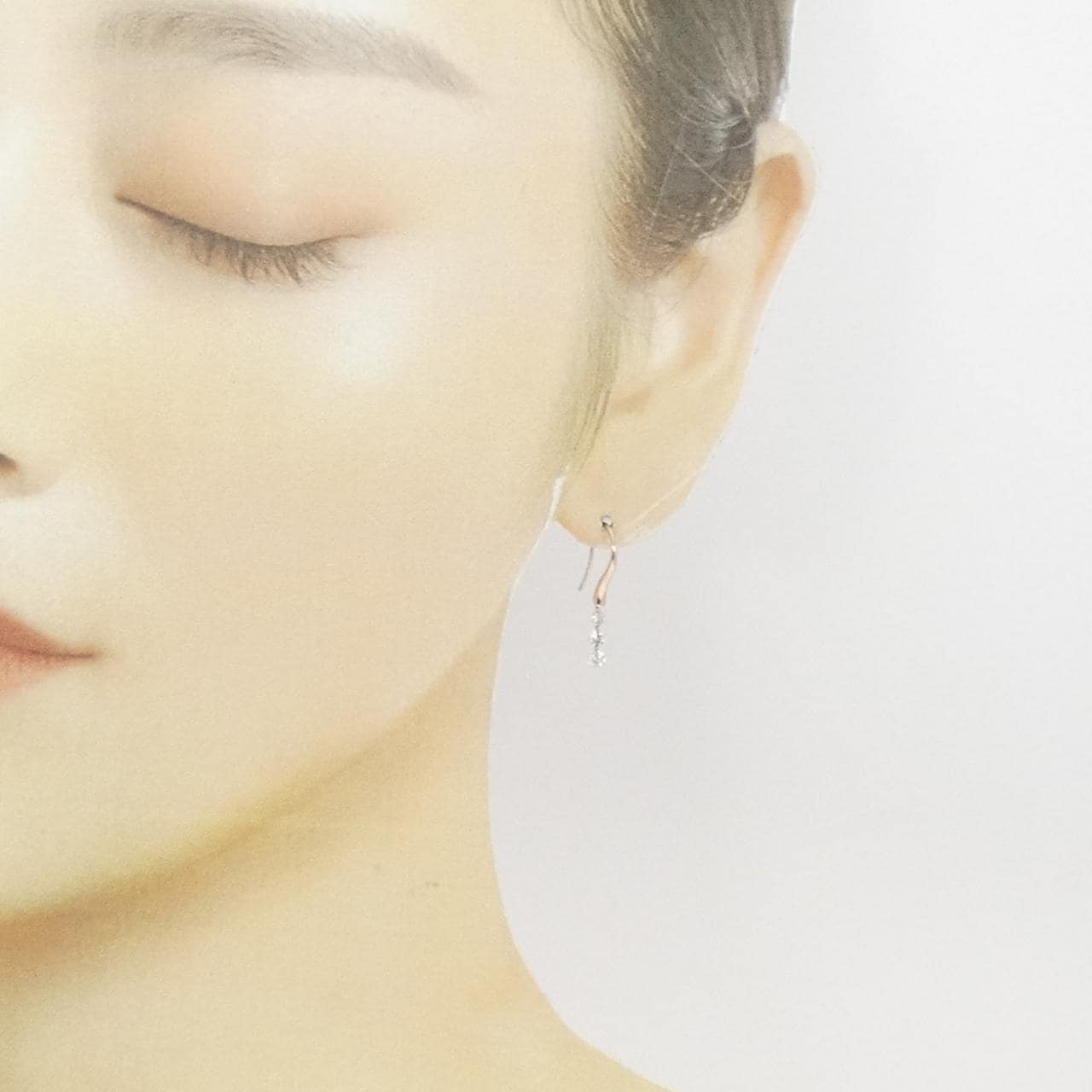 K18PG スリーストーン ダイヤモンド ピアス 0.50CT